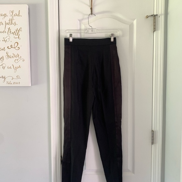 PNK casual black high waisted tuxedo trousers pants two tones black size S wool - Picture 7 of 14